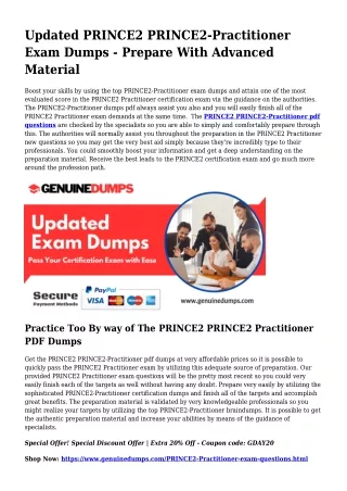 PRINCE2-Practitioner PDF Dumps For Most effective Exam Achievement