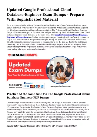 Professional-Cloud-Database-Engineer PDF Dumps - Google Certification Produced E