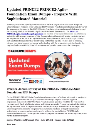 Necessary PRINCE2-Agile-Foundation PDF Dumps for Prime Scores