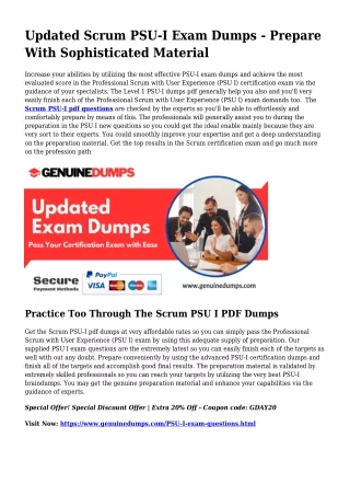 PSU-I PDF Dumps - Scrum Certification Produced Straightforward