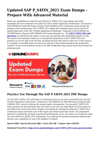 Crucial P_S4FIN_2021 PDF Dumps for Leading Scores