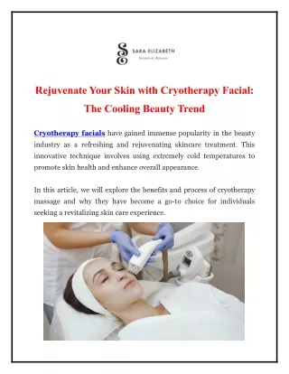 Rejuvenate Your Skin with Cryotherapy Facial The Cooling Beauty Trend