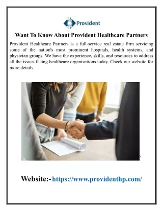 Want To Know About Provident Healthcare Partners