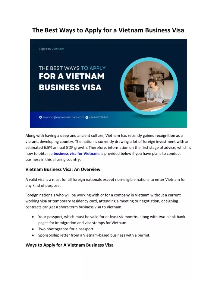 the best ways to apply for a vietnam business visa