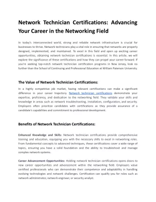 network technician certifications advancing your