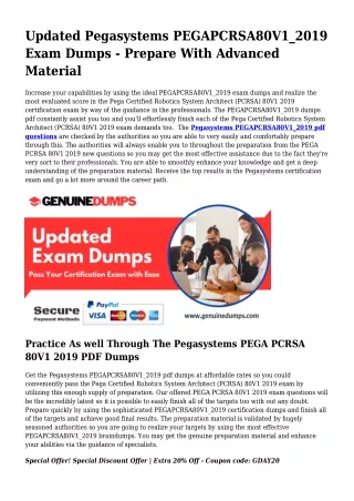Vital PEGAPCRSA80V1_2019 PDF Dumps for Top rated Scores