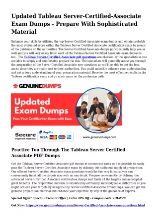 Server-Certified-Associate PDF Dumps - Tableau Certification Produced Quick