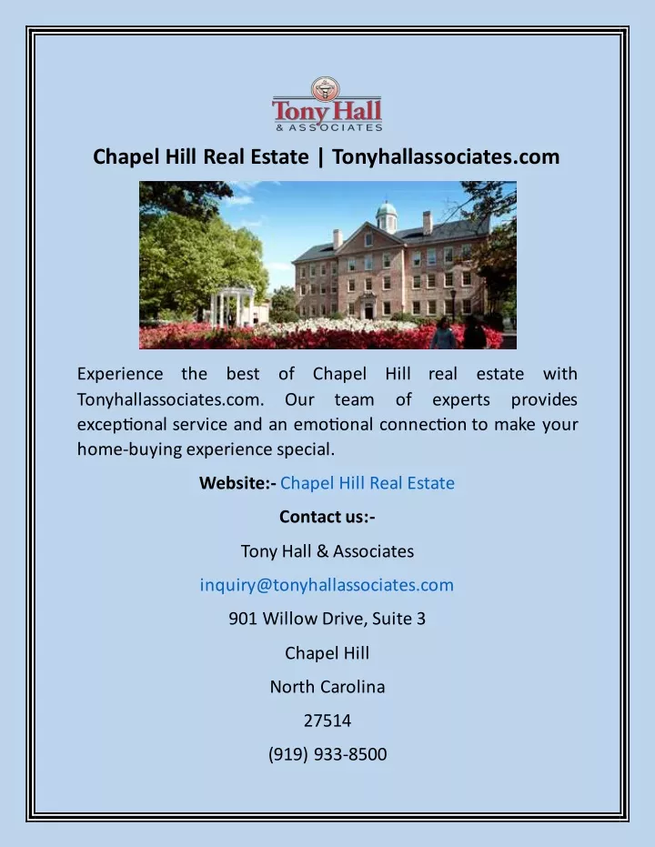 chapel hill real estate tonyhallassociates com