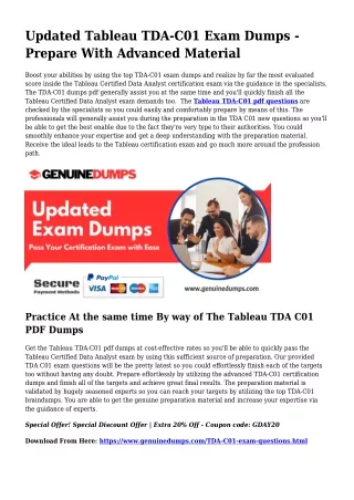 TDA-C01 PDF Dumps To Increase Your Tableau Journey