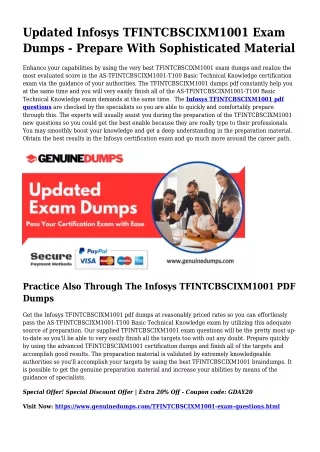 TFINTCBSCIXM1001 PDF Dumps The Supreme Supply For Preparation