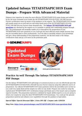 TETAESTSAPIC1019 PDF Dumps - Infosys Certification Created Easy