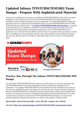 TFINTCBSCIXM1002 PDF Dumps For Greatest Exam Good results