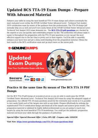 TTA-19 PDF Dumps - BCS Certification Made Simple