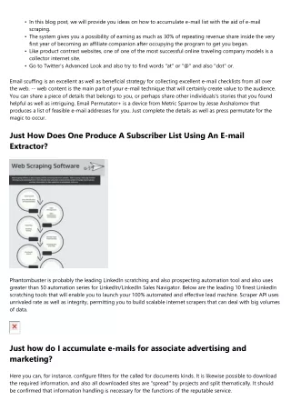 Web Information Extraction For Crafting Email Database For Affiliate Marketers