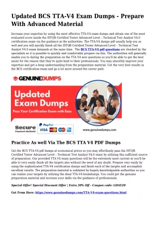 Necessary TTA-V4 PDF Dumps for Top rated Scores