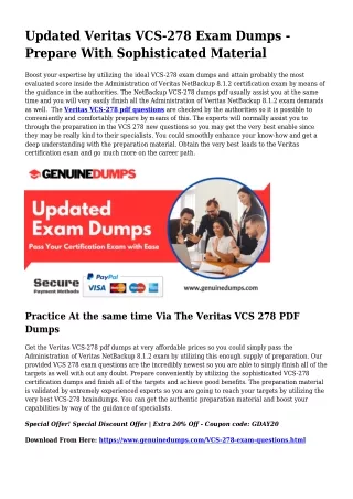VCS-278 PDF Dumps For Best Exam Results