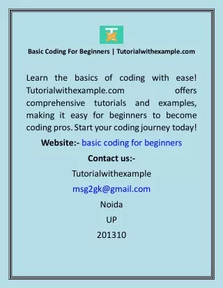 Basic Coding For Beginners  Tutorialwithexample