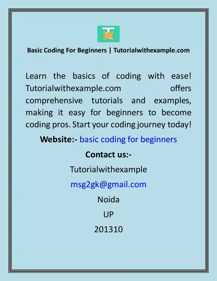 basic coding for beginners tutorialwithexample com