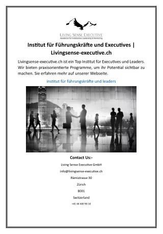 Institut für Führungskräfte und Executives  Livingsense-executive.ch