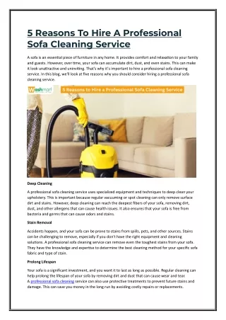 5 Reasons To Hire A Professional Sofa Cleaning Service