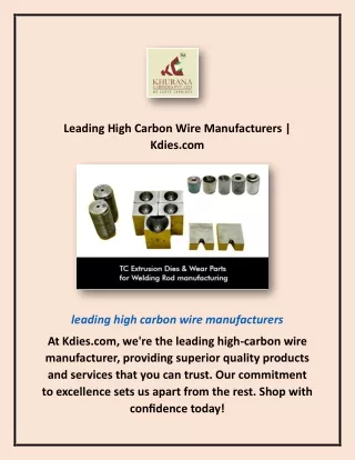 Leading High Carbon Wire Manufacturers | Kdies.com