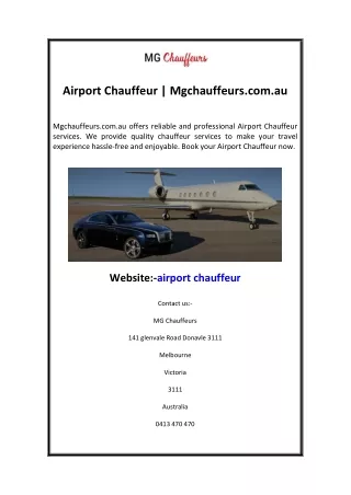 airport chauffeur mgchauffeurs com au