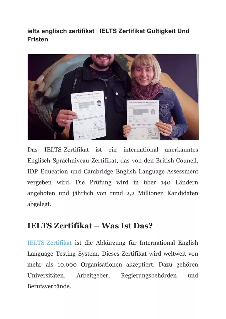 ielts englisch zertifikat ielts zertifikat