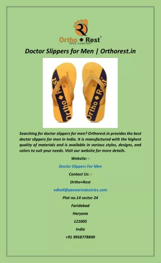 Doctor Slippers for Men  Orthorest.in