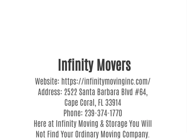 infinity movers website https infinitymovinginc