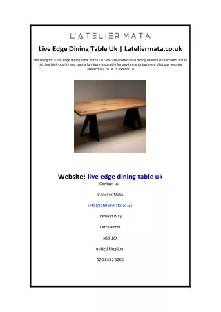 Live Edge Dining Table Uk  Lateliermata.co.uk