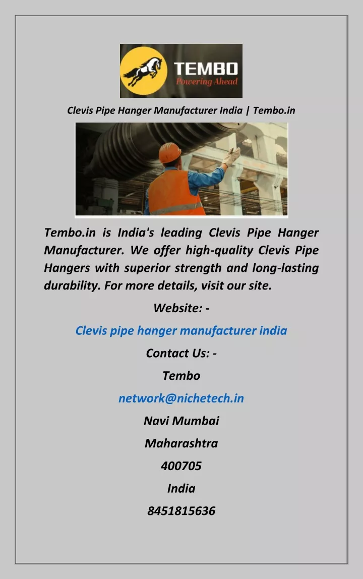 clevis pipe hanger manufacturer india tembo in