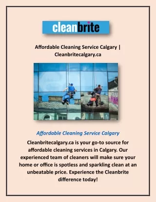 Affordable Cleaning Service Calgary | Cleanbritecalgary.ca