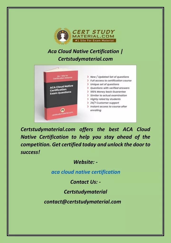 aca cloud native certification certstudymaterial