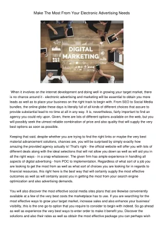 make the most from your electronic advertising