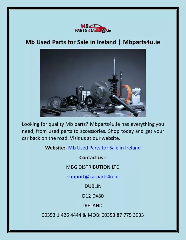 mb used parts for sale in ireland mbparts4u ie