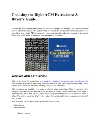 choosing the right acm extrusions a buyer s guide
