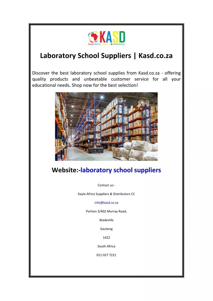 laboratory school suppliers kasd co za