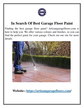 In Search Of Best Garage Floor Paint
