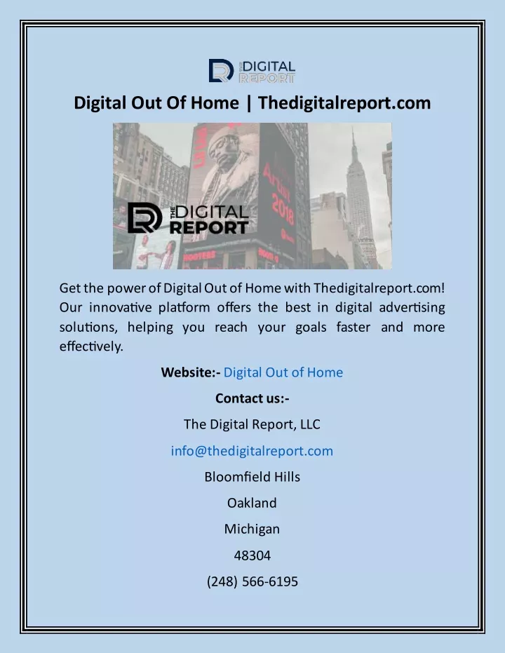 digital out of home thedigitalreport com