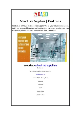 School Lab Suppliers Kasd.co.za