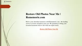 Restore Old Photos Near Me  Rememorie.com