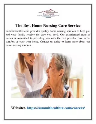 The Best Home Nursing Care Service