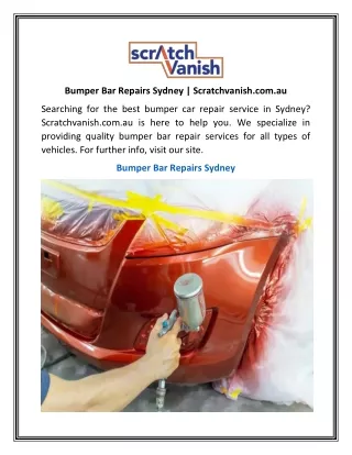 bumper bar repairs sydney scratchvanish com au
