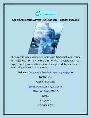 Google Ads Search Advertising Singapore  Clickinsights.asia