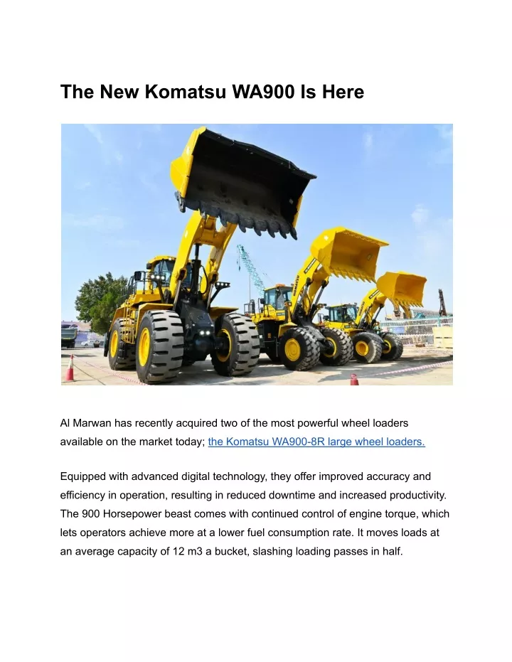 the new komatsu wa900 is here