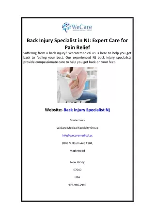 back injury specialist in nj expert care for pain