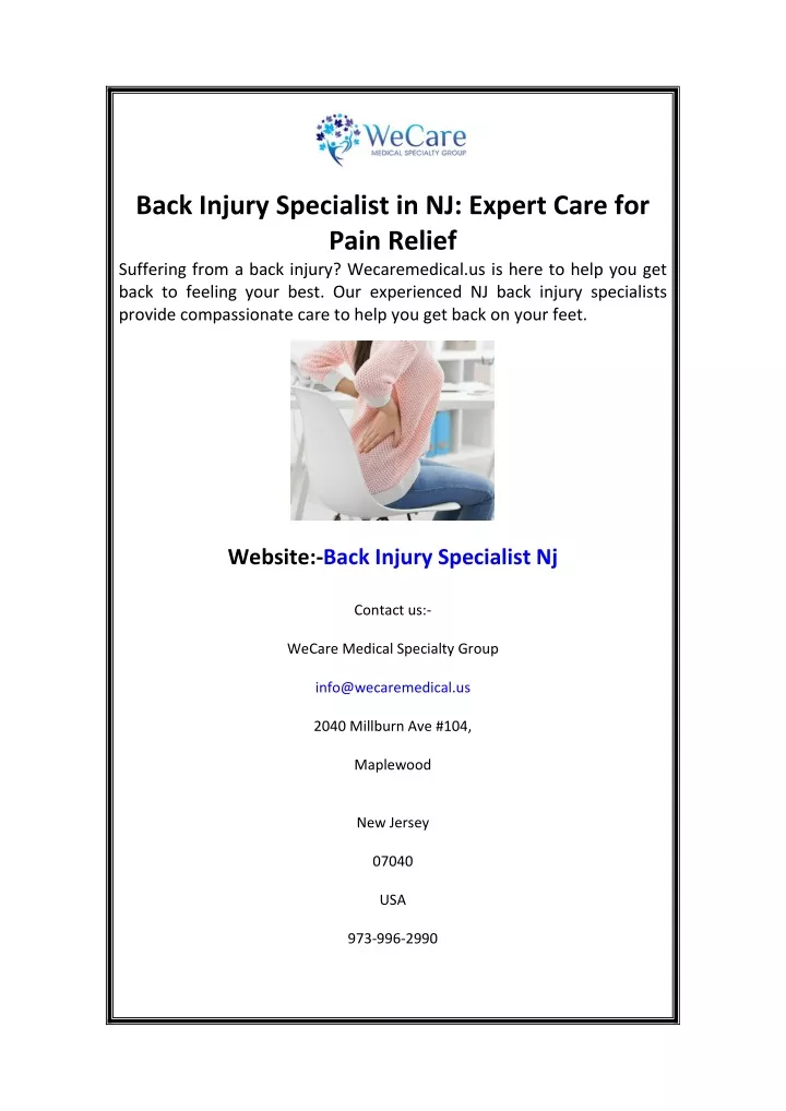 back injury specialist in nj expert care for pain
