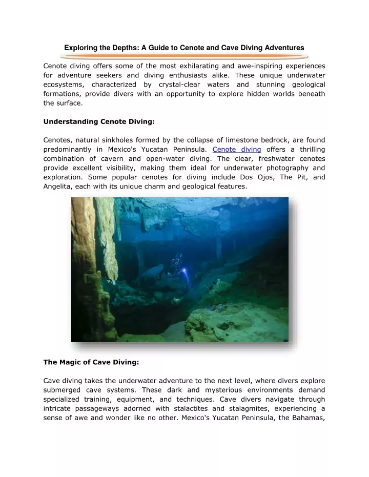 exploring the depths a guide to cenote and cave