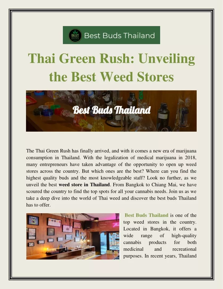 thai green rush unveiling the best weed stores
