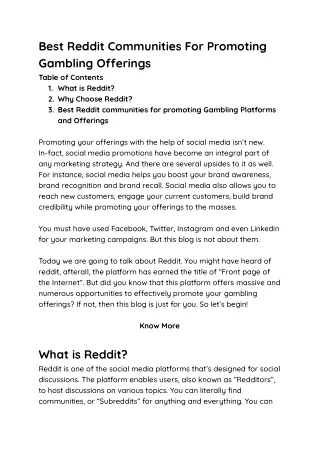 48 - Best Reddit Communities For Promoting Gambling Offerings